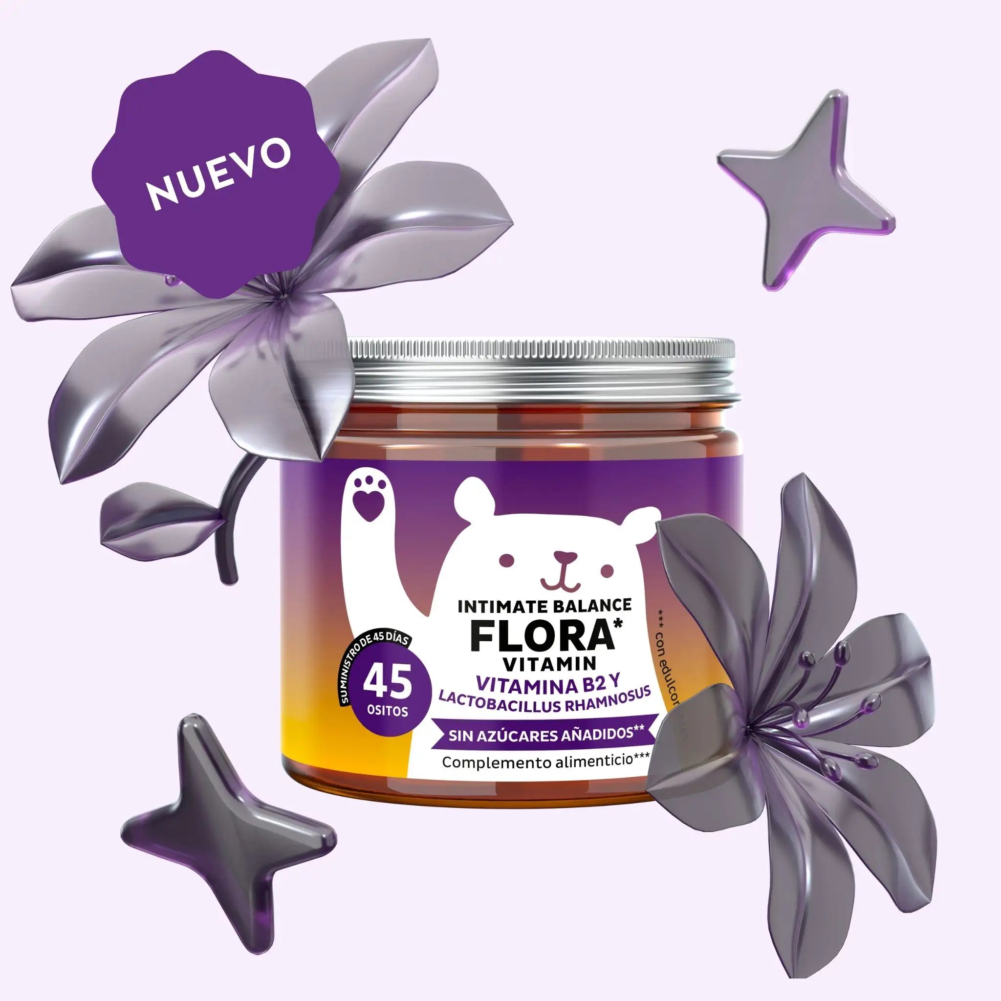 Imagen del producto de 45 piezas Intimate Flora Balance VAH de Bears with Benefits, gominolas con probióticos íntimos para mantener una flora vaginal equilibrada.