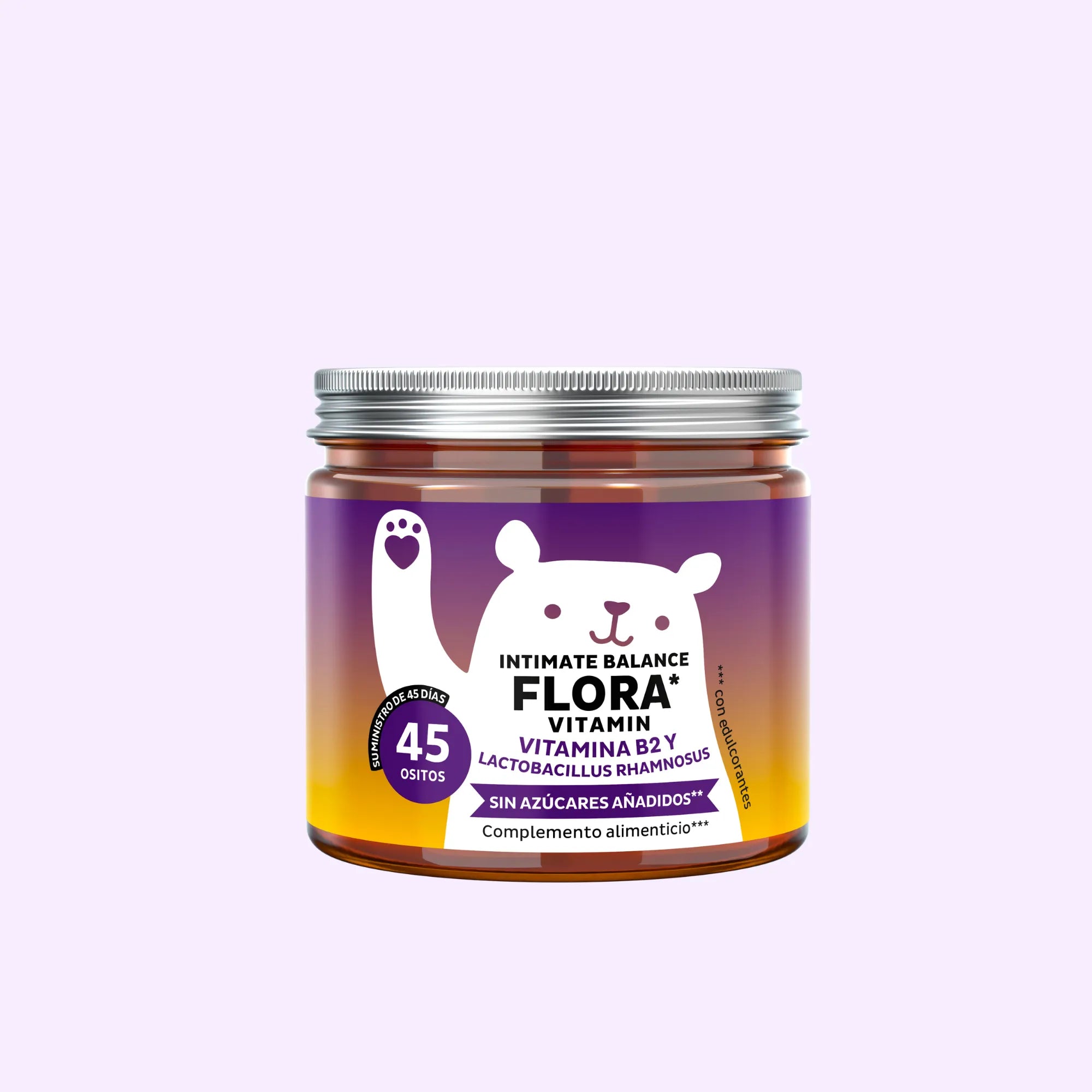 Bears with Benefits Intimate Balance Flora – Gominolas veganas con vitamina C, riboflavina, Lactobacillus rhamnosus y extracto de piña para apoyar el bienestar íntimo, el equilibrio de la flora y las defensas naturales, 45 ositos sabor piña.