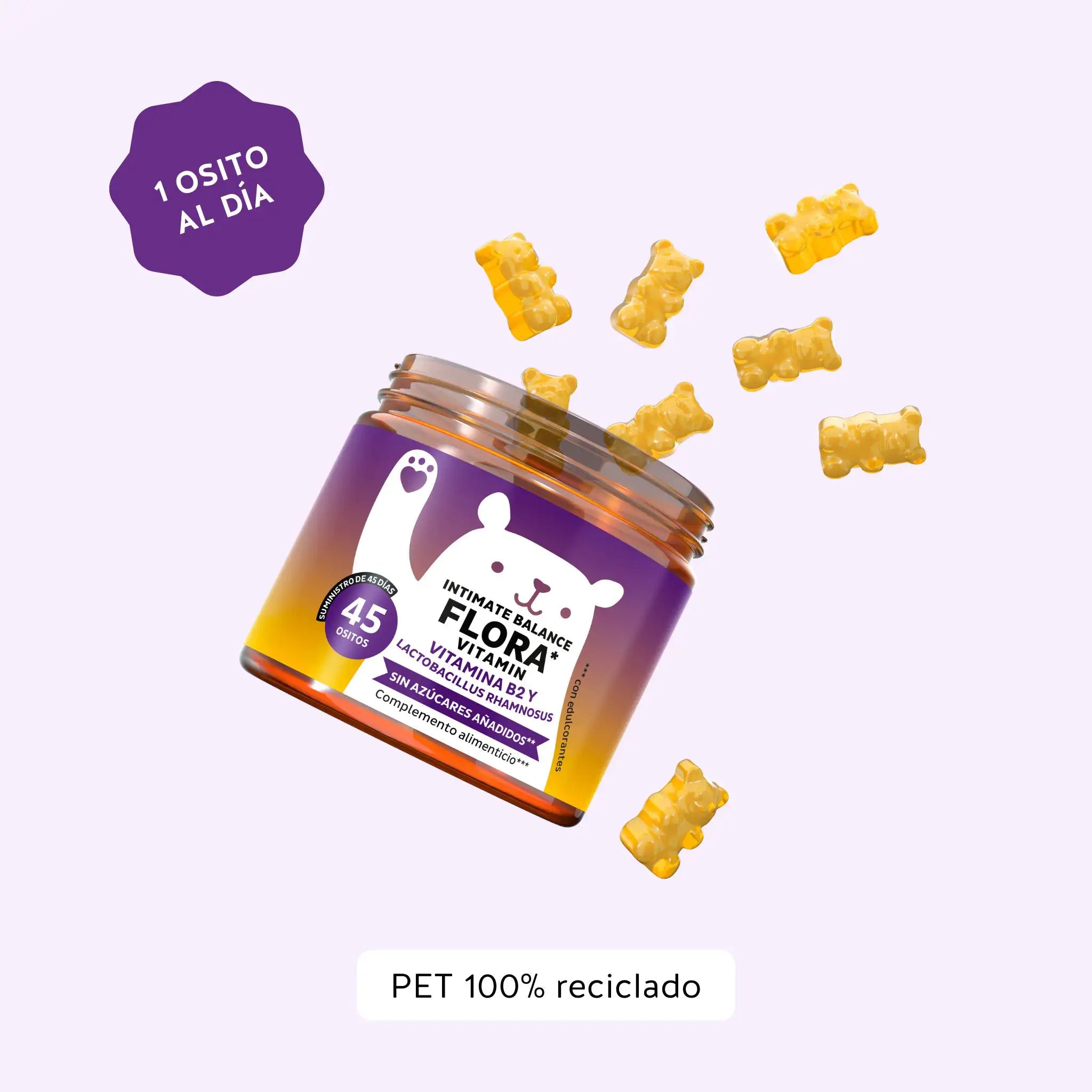 Recomendación de consumo de las gominolas Intimate Flora Balance VAH de Bears with Benefits para una rutina de bienestar íntimo.