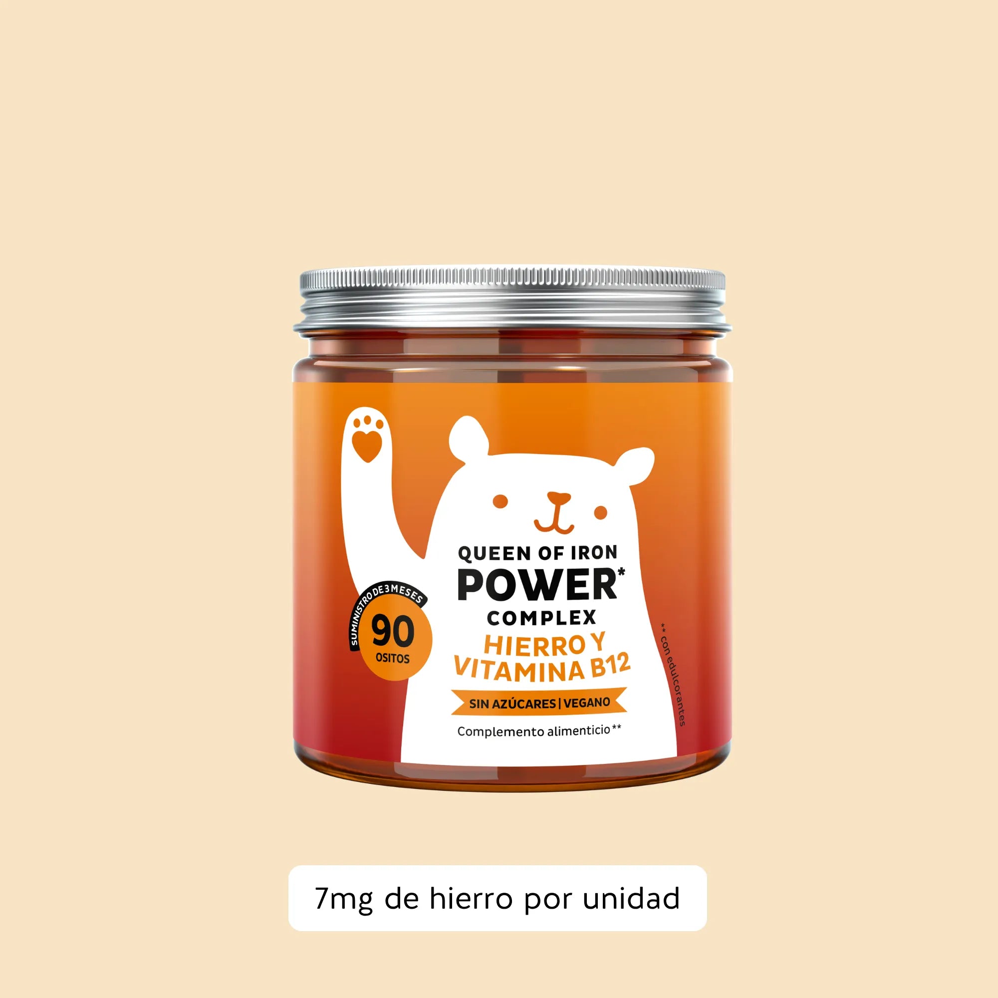 Bears with Benefits Queen of Iron Power – Gominolas con hierro y vitaminas esenciales formuladas para contribuir al metabolismo energético, apoyar la concentración y favorecer la vitalidad diaria, 90 ositos sabor arándano y frambuesa.