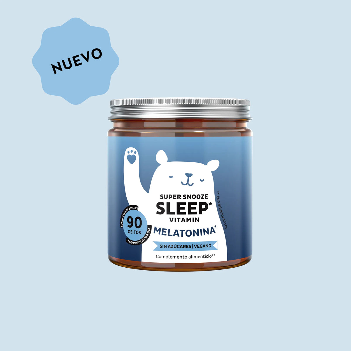 Bears with Benefits Super Snooze Sleep* – Gominolas veganas con 1 mg de melatonina y vitamina B6 para apoyar el sueño y reducir el tiempo necesario para conciliar el sueño, 90 ositos sin azúcar con sabor natural a maracuyá.