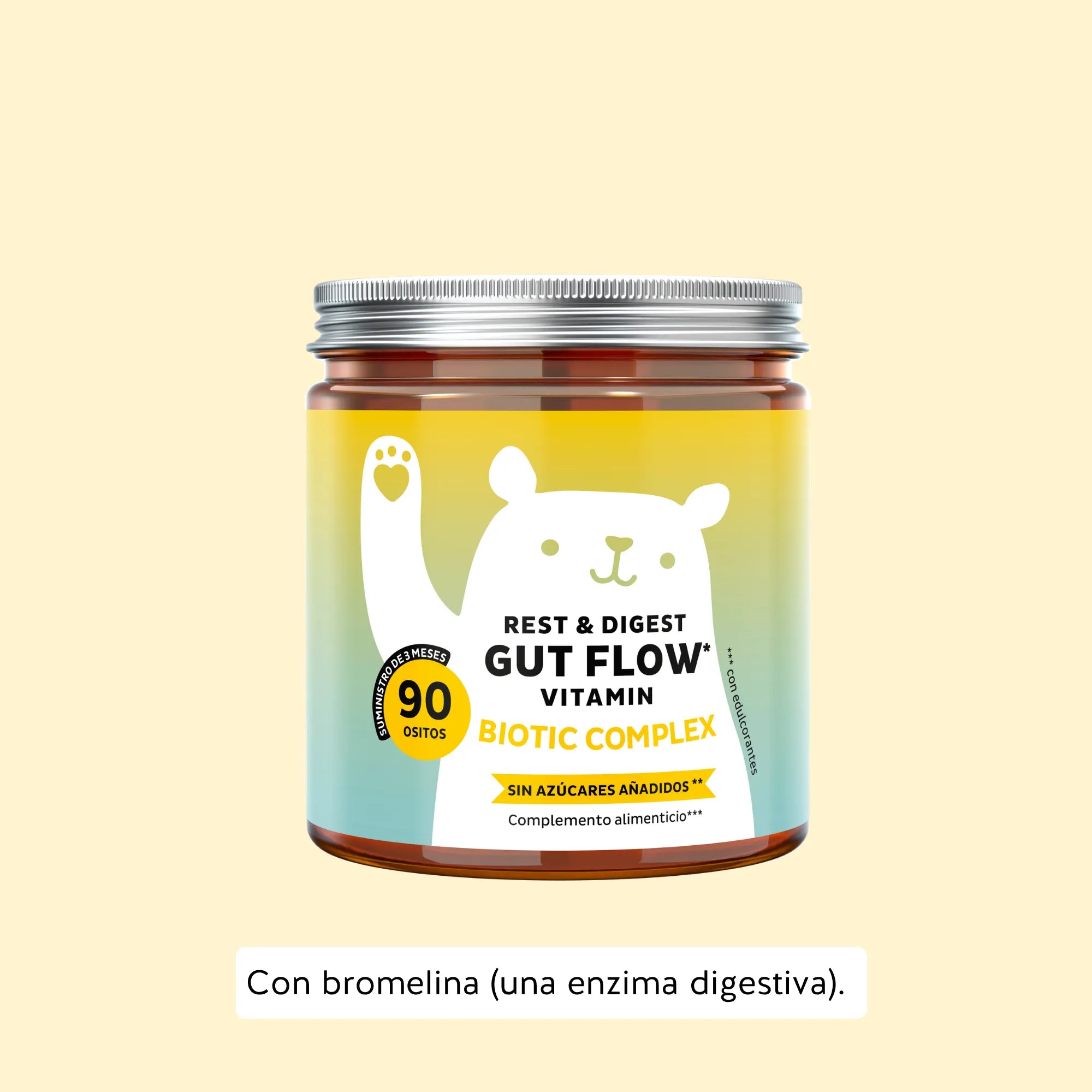 Bears with Benefits Rest & Digest Gut Flow – Gominolas probióticas para la salud digestiva y el equilibrio intestinal, con probióticos y prebióticos, 90 ositos.
