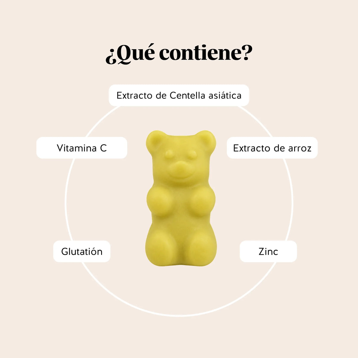 Bears with Benefits Skincredible K-Beauty Complex – Ositos de gominola con vitamina C, zinc, glutatión, extracto de centella asiática y extracto de arroz.