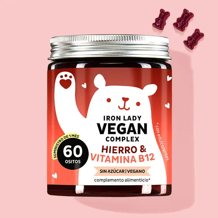 Esta foto muestra una lata del producto Iron Lady Vegan with Iron de Bears with Benefits.
