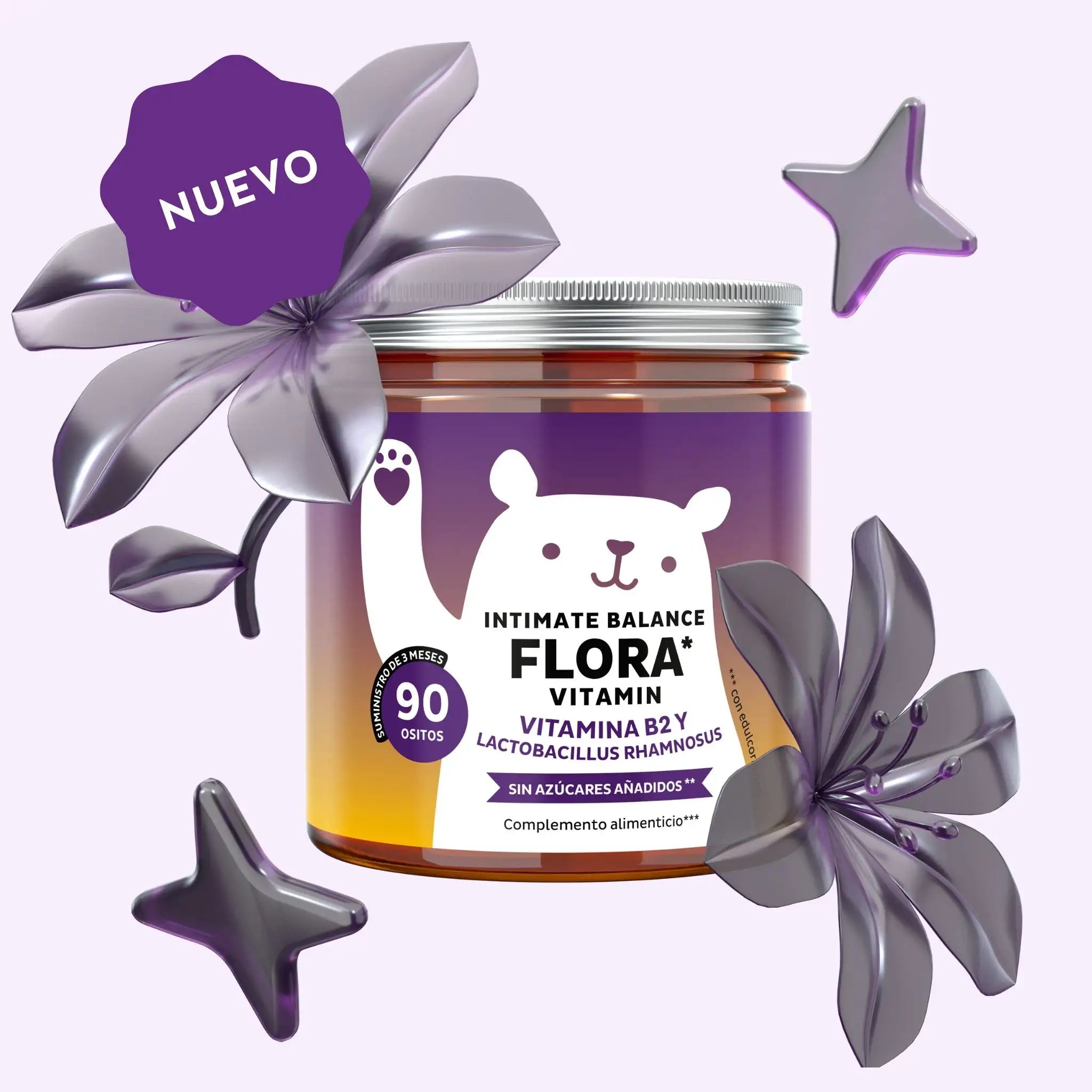 Imagen del producto de 90 piezas Intimate Flora Balance VAH de Bears with Benefits, gominolas con probióticos íntimos para mantener una flora vaginal equilibrada.