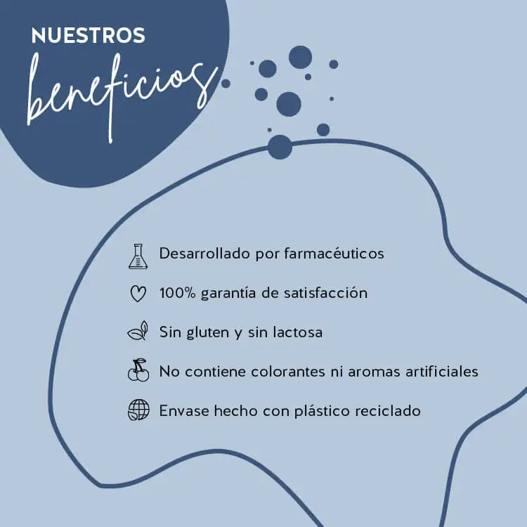 Los productos Bears with Benefits se han desarrollado con farmacéuticos, tienen una alta biodisponibilidad y no contienen gluten ni lactosa. El envase está hecho de PET reciclado y hay una garantía de satisfacción del 100%.