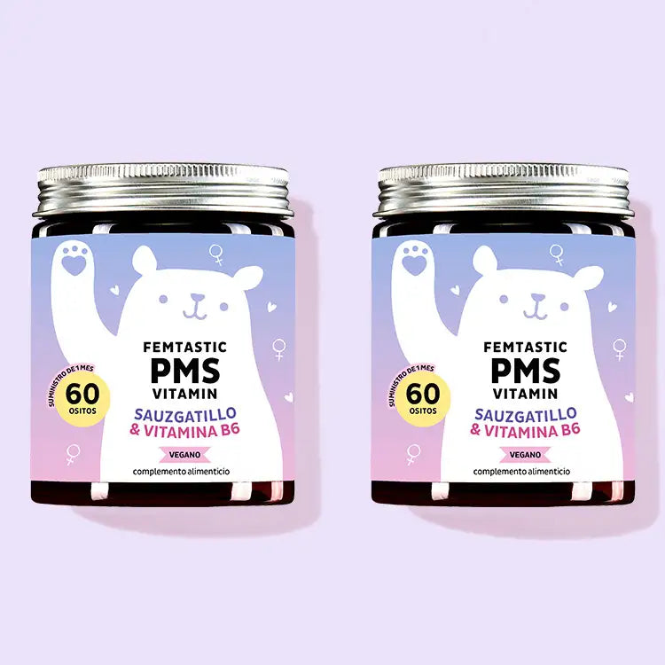 El Femtastic PMS Vitaminas con Pimienta de Monje por Bears with Benefits como una cura de 2 meses.