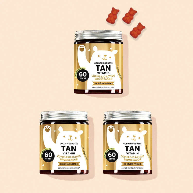 Tratamiento de 3 meses de las vitaminas Golden Goddess Tan con betacaroteno de Bears with Benefits.