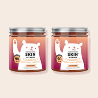 Bears with Benefits Forever Young Skin – Pack de 2 botes de gominolas con colágeno y ácido hialurónico para un cuidado prolongado de la piel, 180 ositos sabor cereza para una rutina beauty completa.