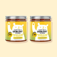 Bears with Benefits Happy Belly Debloat – Pack de 2 botes de gominolas digestivas veganas con vinagre de sidra de manzana, 180 ositos sabor manzana para un cuidado digestivo prolongado.