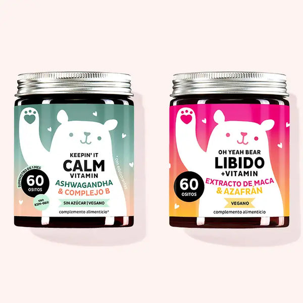 Set de 2 'Pasión & Poder - potencia tu libido' compuesto por las vitaminas Keepin'It Calm con Ashwagandha y Oh Yeah Bear Libido con extracto de maca de Bears with Benefits.