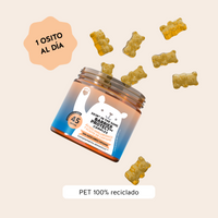 Bears with Benefits Skin* in the Game! Barrier Protect** Complex – Gominolas con ácido hialurónico y vitamina C, recomendación de 1 osito al día, bote de 45 unidades con sabor natural a mango.