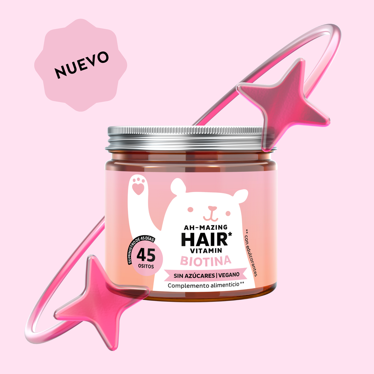 Biotina - Ah-mazing Hair (sin azúcares) para pelo, piel y uñas