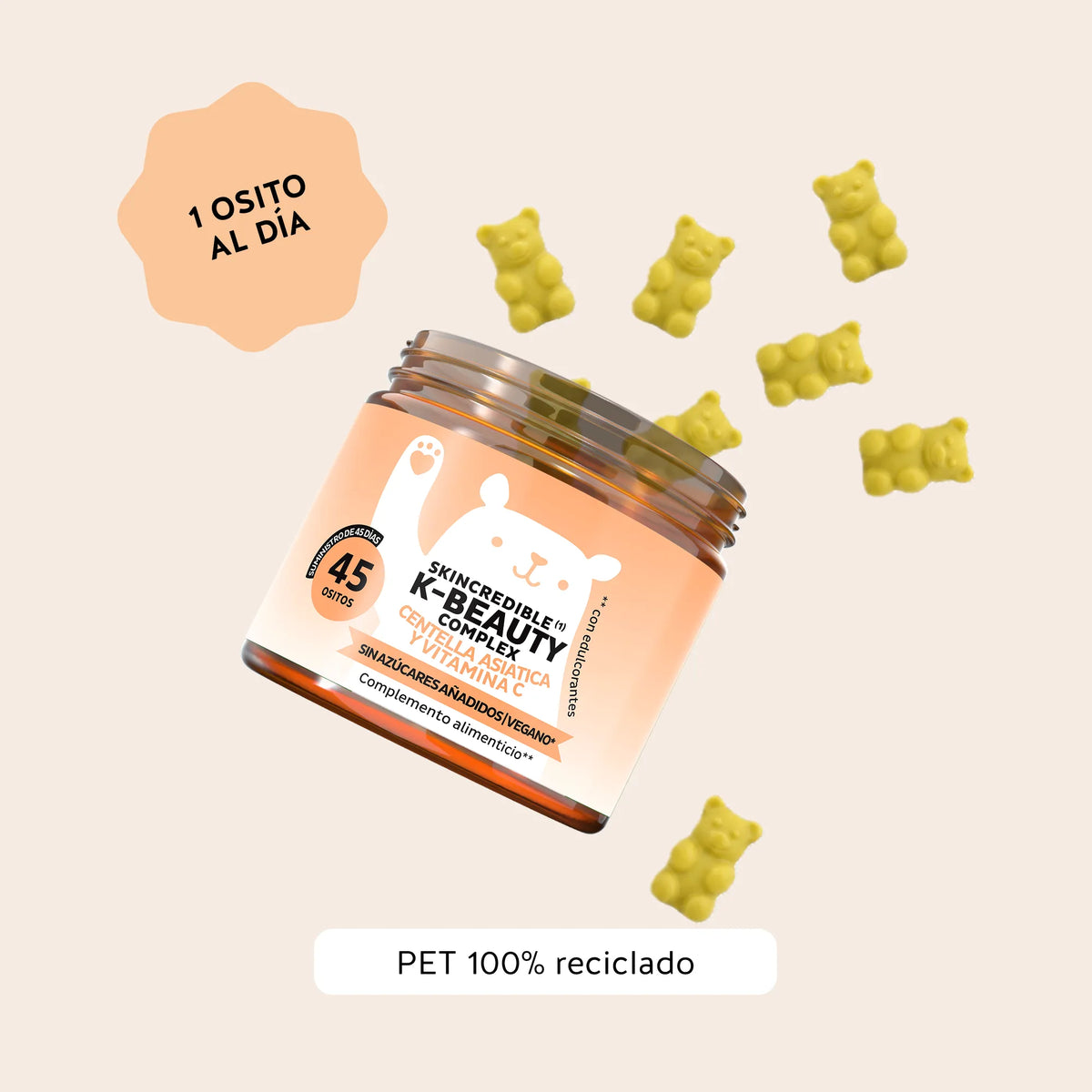 Bears with Benefits Skincredible K-Beauty Complex – Dosis recomendada de 1 osito de gominola al día.