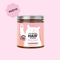 Bears with Benefits Ah-Mazing Hair – Gominolas veganas con biotina altamente dosificada, zinc y vitaminas C, E y B6 para apoyar el crecimiento y la fortaleza del cabello, la piel y las uñas, 90 ositos.
