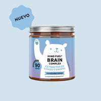 Bears with Benefits Mind Fuel* Brain Complex – Gominolas veganas con ginseng, ginkgo biloba, L-teanina y vitaminas B para apoyar concentración, memoria y rendimiento mental, 90 ositos sin azúcar con sabor natural a frambuesa.