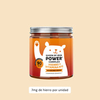 Bears with Benefits Queen of Iron Power – Gominolas con hierro y vitaminas esenciales formuladas para contribuir al metabolismo energético, apoyar la concentración y favorecer la vitalidad diaria, 90 ositos sabor arándano y frambuesa.