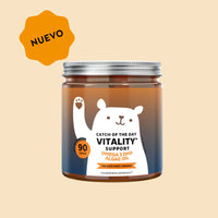 Bears with Benefits Catch Of The Day Vitality* Support – Gominolas veganas con Omega 3 DHA de microalgas, vitamina C y sabor natural a naranja para vitalidad, concentración y sistema inmunitario, 45 ositos sin azúcar.