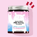 Esta foto muestra una lata de ositos Mama Bear Pre-Natal con vitaminas para el embarazo de Bears with Benefits.