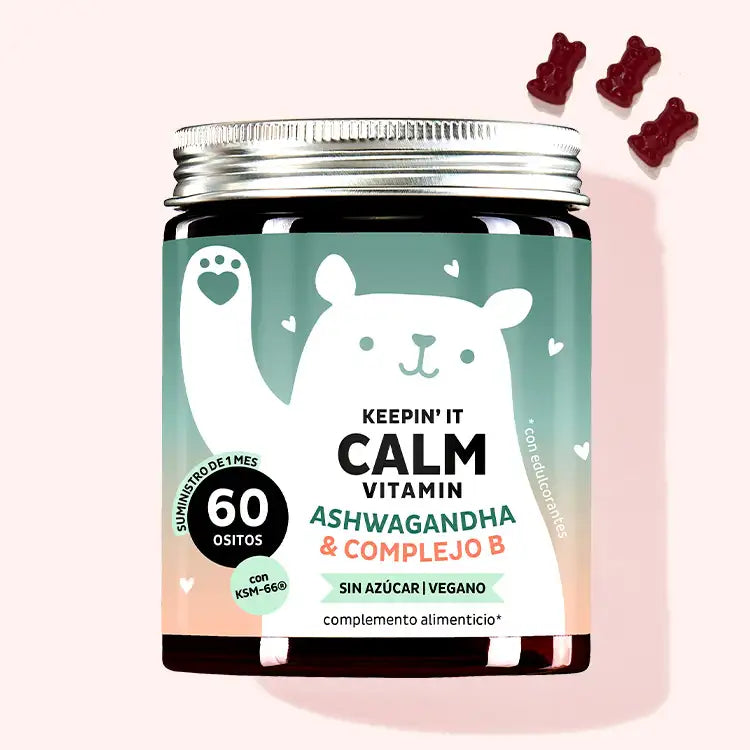 Esta foto muestra una lata del producto Keepin It Calm with Ashwaganda de Bears with Benefits.