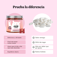 Bears with Benefits Ah-Mazing Hair – Gominolas de belleza para el cuidado diario del cabello, la piel y las uñas, más cómodas y agradables de tomar que cápsulas o comprimidos tradicionales.
