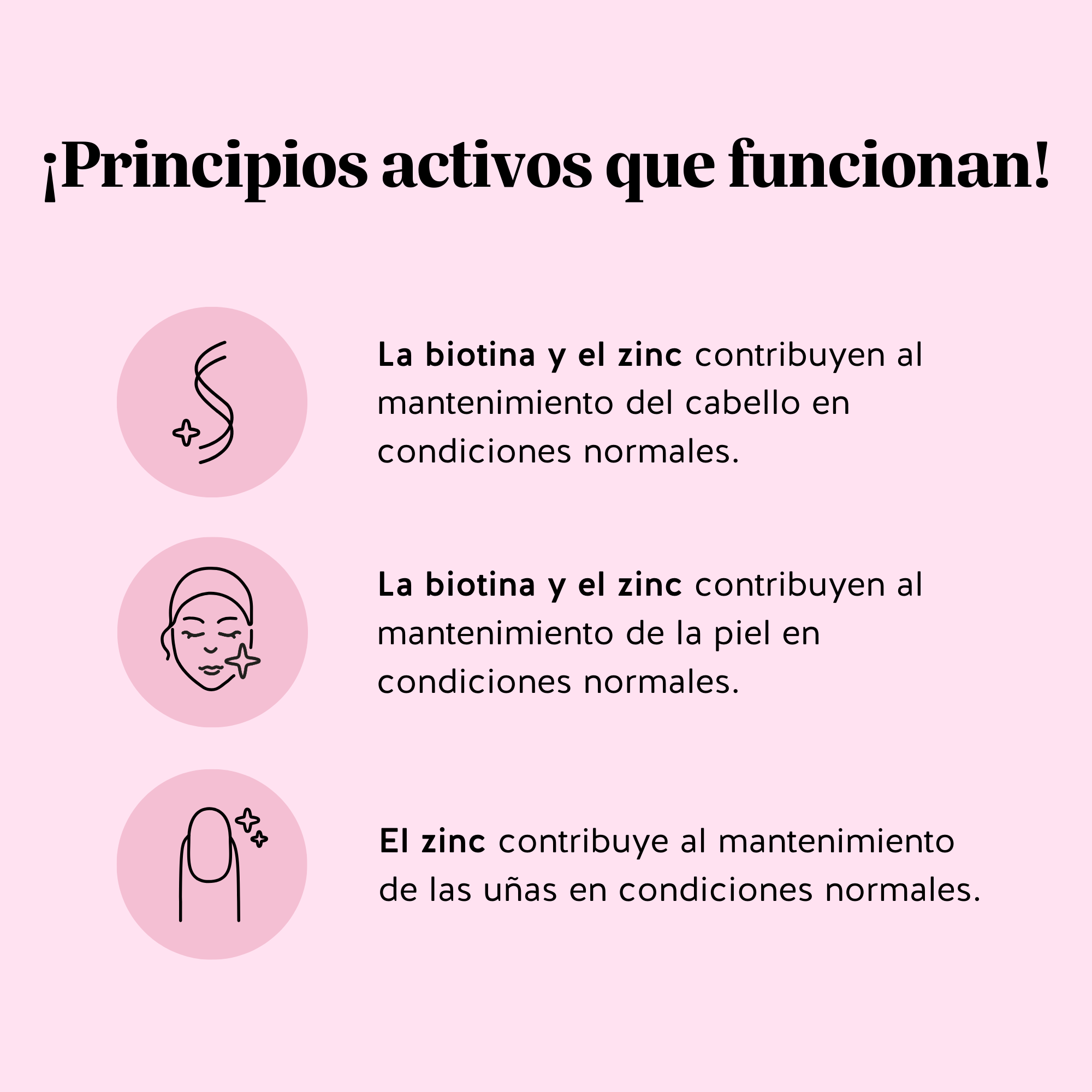 Ingredientes y beneficios de las vitaminas Ah-Mazing Hair de Bears with Benefits, formuladas para contribuir al mantenimiento del cabello, la piel y las uñas en condiciones normales.