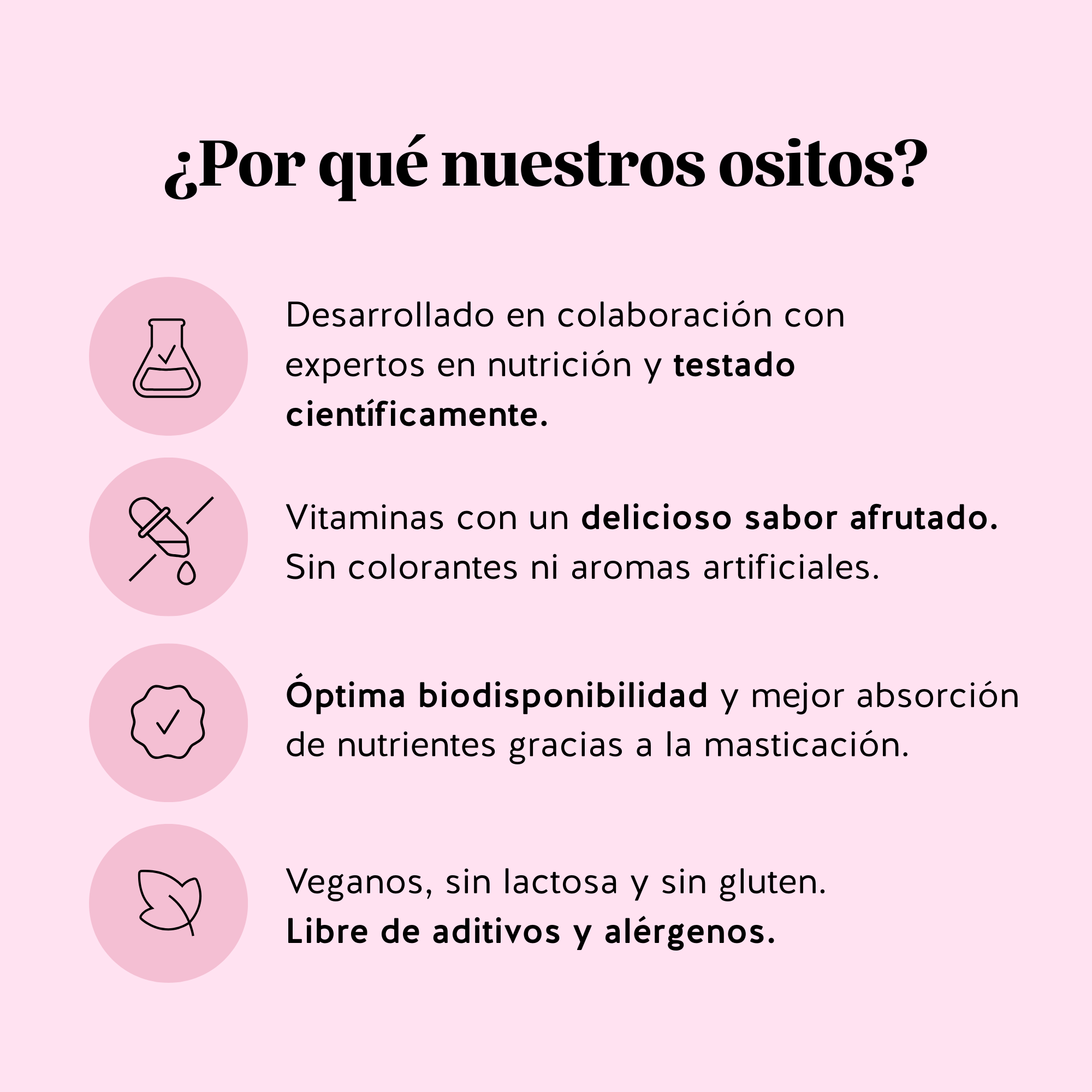 Razones para elegir las gominolas Ah-Mazing Hair de Bears with Benefits como complemento vegano, sin azúcar y con biotina altamente dosificada para cabello, piel y uñas.
