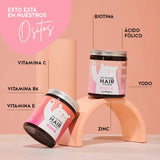 Estas vitaminas y nutrientes se encuentran en las vitaminas para el cabello Ah-mazing Hair Vitamins de Bears with Benefits: biotina, ácido fólico, yodo, zinc, vitamina C, vitamina E, vitamina B6.