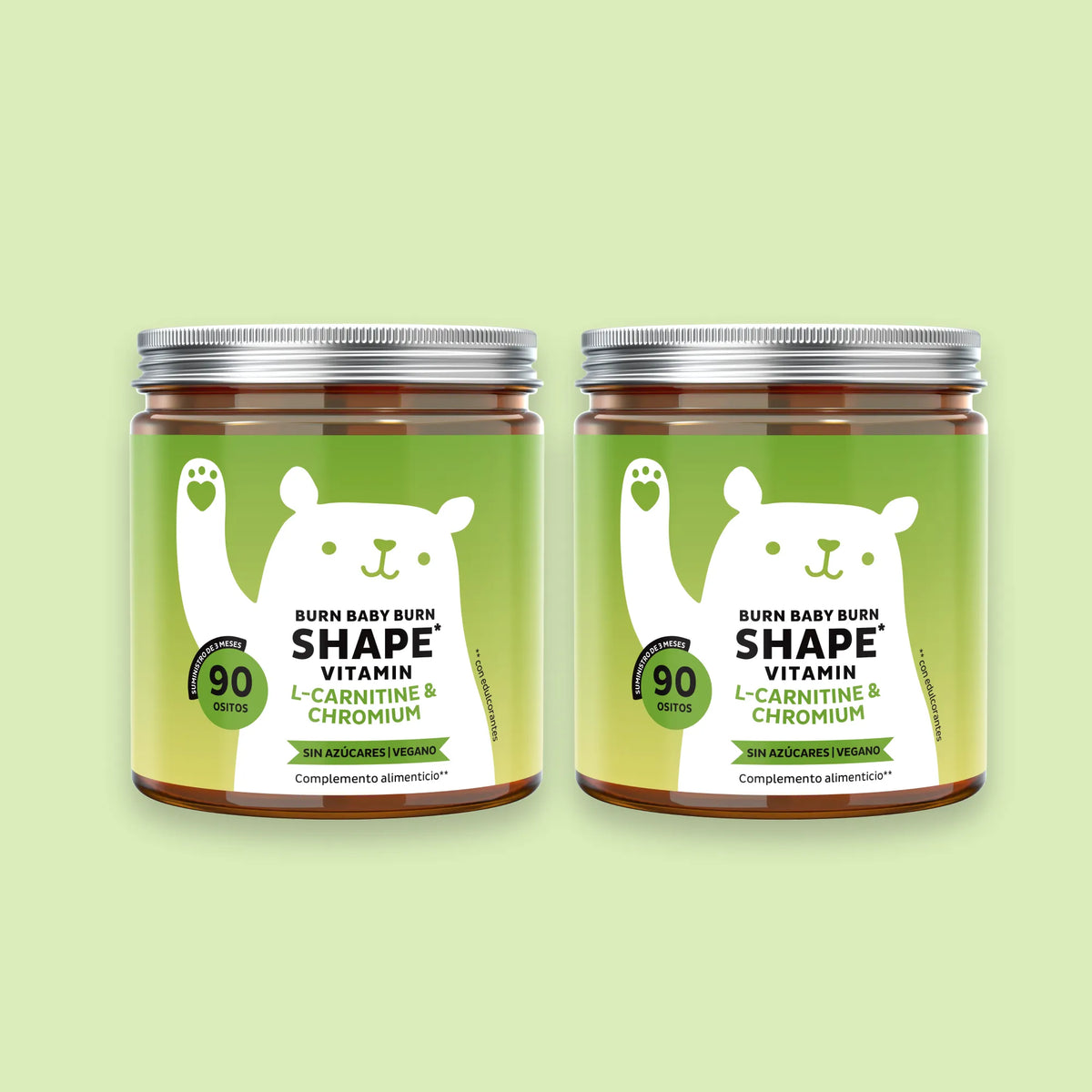 Bears with Benefits Burn Baby Burn Vitamin – Pack ahorro de gominolas veganas para el metabolismo con cromo, biotina y L-carnitina, 180 ositos sabor limón.