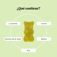 Bears with Benefits Burn Baby Burn Vitamin – Gominolas con cromo, biotina, zinc, 25 mg de L-carnitina y 25 mg de extracto de té verde, 45 o 90 ositos sabor limón.