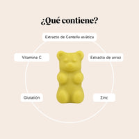 Bears with Benefits Skincredible K-Beauty Complex – Ositos de gominola con vitamina C, zinc, glutatión, extracto de centella asiática y extracto de arroz.