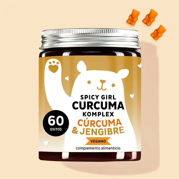 Una lata de Spicy Girl con extracto de raíz de cúrcuma y jengibre de Bears with Benefits como todoterreno para el sistema inmunitario y el organismo.