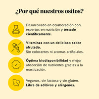 Bears with Benefits DAILY ROUTINE GREENS VITAMIN – ositos de gominola veganos sin azúcares añadidos con 8 extractos vegetales, con alcachofa y moringa, vitaminas del grupo B para la energía, hierro para la concentración y zinc para las defensas, sabor natural a arándano y frambuesa