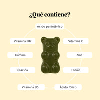 Bears with Benefits DAILY ROUTINE GREENS VITAMIN – complemento alimenticio vegano sin azúcares añadidos a base de vitaminas, minerales y 8 extractos vegetales (alcachofa, moringa, brócoli, cebada, chlorella, perejil, espinaca, apio), sabor natural a arándano y frambuesa