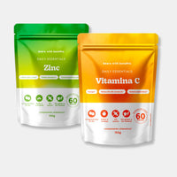 Bears with Benefits Dúo Defensas & Energía – Gominolas veganas con vitamina C y zinc para sistema inmunitario, energía y bienestar diario, pack sin azúcar con sabores naturales a naranja y arándano.
