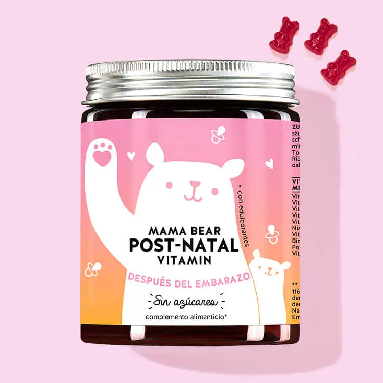 Una lata de Mama Bear Post-Natal Vitamin with Iron and Selenium de Bears with Benefits para todas las nuevas mamás.