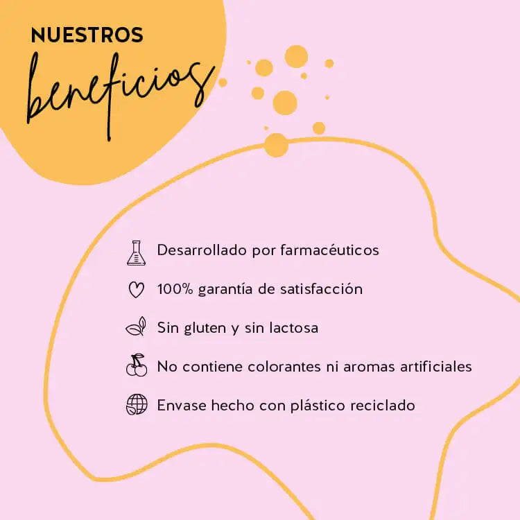 Los productos Bears with Benefits se han desarrollado con farmacéuticos, tienen una alta biodisponibilidad y no contienen gluten ni lactosa. El envase está hecho de PET reciclado y hay una garantía de satisfacción del 100%.