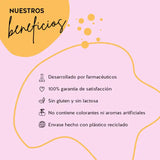 Los productos Bears with Benefits se han desarrollado con farmacéuticos, tienen una alta biodisponibilidad y no contienen gluten ni lactosa. El envase está hecho de PET reciclado y hay una garantía de satisfacción del 100%.