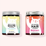 Set de 2 "El dúo de la dama y el vagabundo" compuesto por las Bootylicious Shape Vitamins con colágeno y las Ah-mazing Hair Vitamins con biotina de Bears with Benefits.