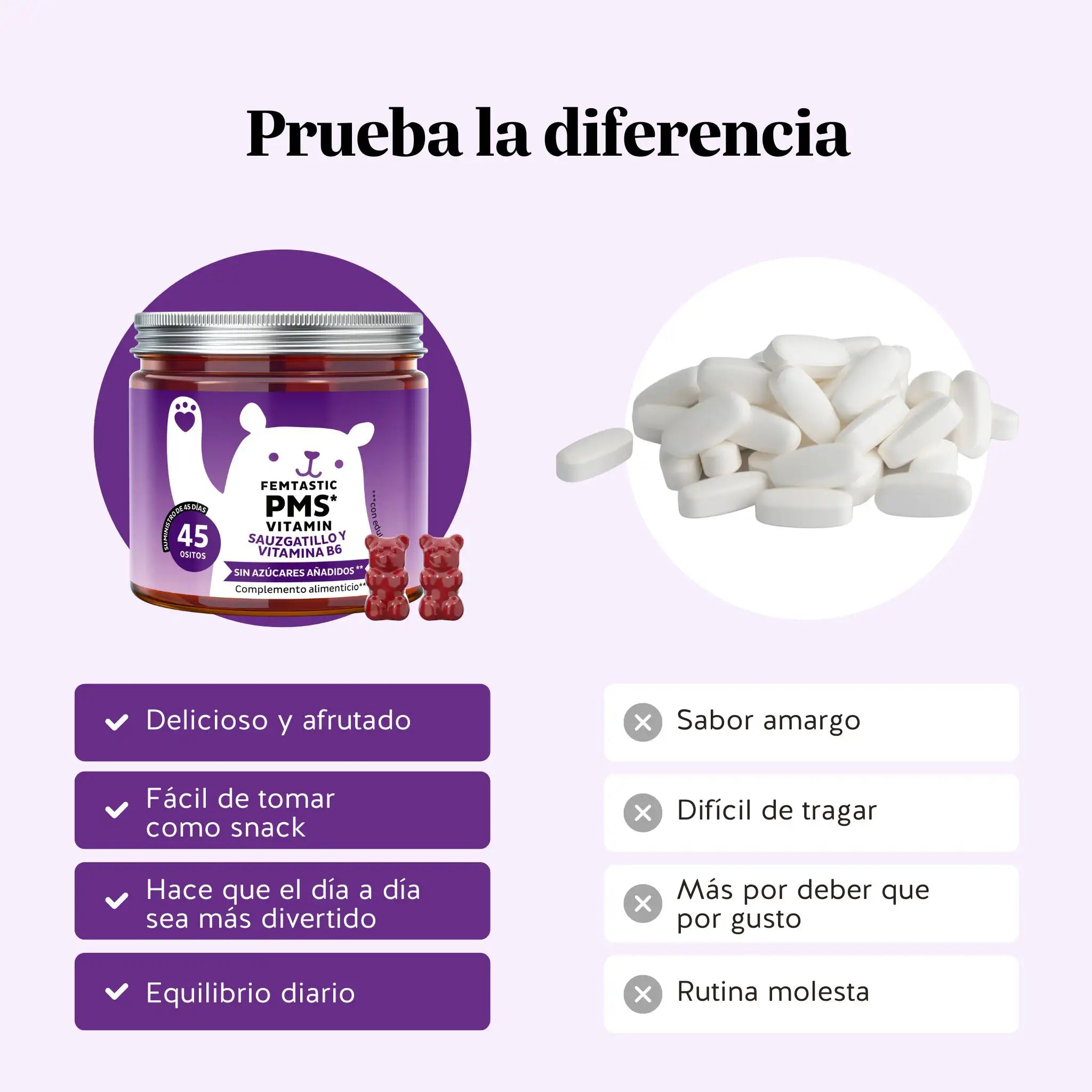 Bears with Benefits Femtastic PMS – Gominolas para el apoyo hormonal femenino, más cómodas, agradables y fáciles de consumir que cápsulas o comprimidos tradicionales.
