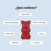 Bears with Benefits Mind Fuel* Brain Complex – Gominolas con ginseng, ginkgo biloba, L-teanina, vitaminas B6, B12, vitamina C y niacina para apoyar claridad mental, enfoque y bienestar diario.