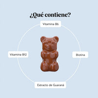Bears with Benefits Wake-Up Call Energy – Gominolas con vitamina B6, vitamina B12 y extracto natural de guaraná para favorecer la energía diaria y el rendimiento físico y mental.