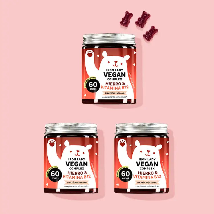 Las Iron Lady Vegan Vitamins con hierro de  Bears with Benefits en un curso de 3 meses.
