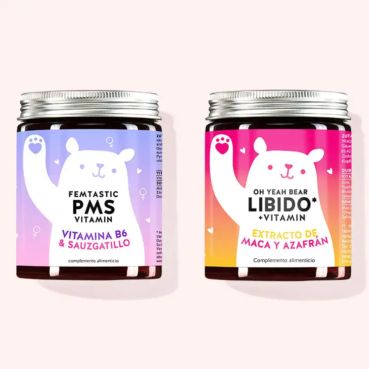 Set de 2 'Kit de equilibrio hormonal y bienestar' compuesto por las vitaminas: Femtastic PMS con Agnocasto y vitamina B6 y Oh Yeah Bear Libido con extracto de maca de Bears with Benefits.