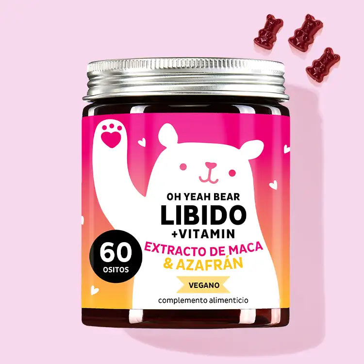Esta foto muestra un paquete del producto Oh Yeah Bear Libido con extracto de maca de Bears with Benefits.