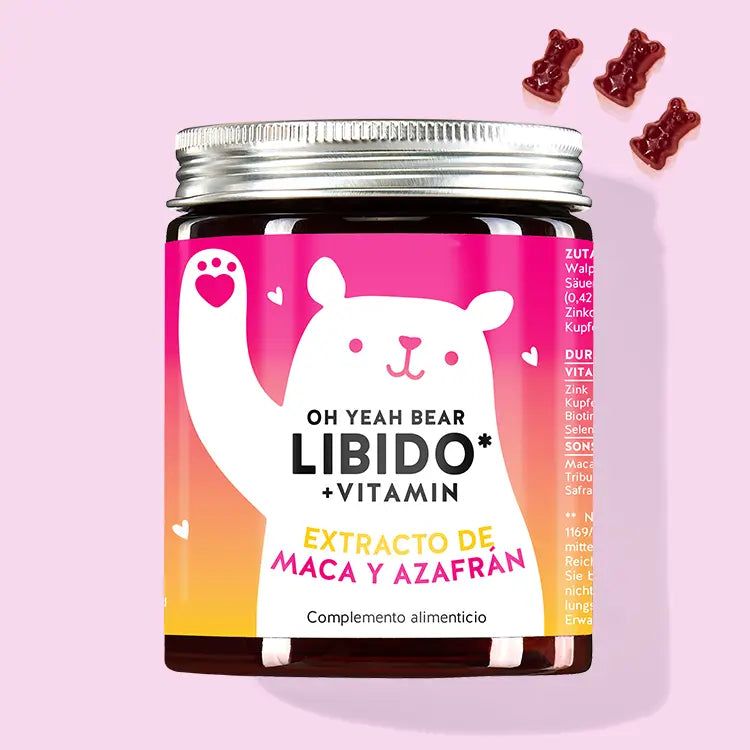 Esta foto muestra un paquete del producto Oh Yeah Bear Libido con extracto de maca de Bears with Benefits.