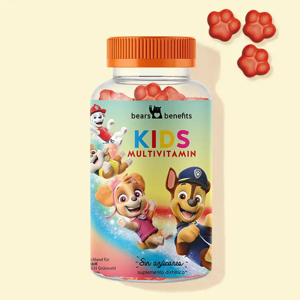 Esta foto muestra una lata del producto Paw Patrol con Complejo Multivitamínico para Niños de Bears with Benefits.