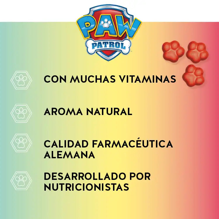 Esta foto muestra los beneficios del producto Power Paws Vitaminas with complejo multivitamínico de Bears with Benefits. Sin azúcar y vegano, sabor natural a frambuesa, calidad de farmacia alemana y desarrollado por expertos en nutrición.
