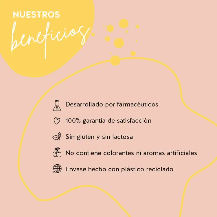 Los productos Bears with Benefits se han desarrollado con farmacéuticos, tienen una alta biodisponibilidad y no contienen gluten ni lactosa. El envase está hecho de PET reciclado y hay una garantía de satisfacción del 100%.