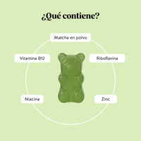 Bears with Benefits My Metabolic Matcha – Gominolas con 80 mg de té verde matcha en polvo, vitamina B12, riboflavina, niacina y zinc para contribuir al metabolismo energético normal.